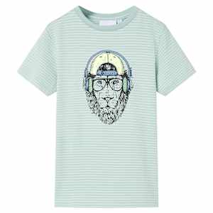 Otroška majica s kratkimi rokavi s črtami svetlo mint 128