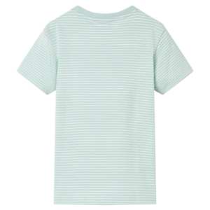 Kinder-T-Shirt mit Streifen Helles Minzgr&uuml;n 128