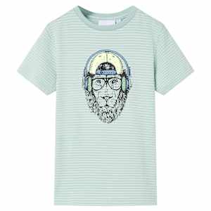 Otroška majica s kratkimi rokavi s črtami svetlo mint 140