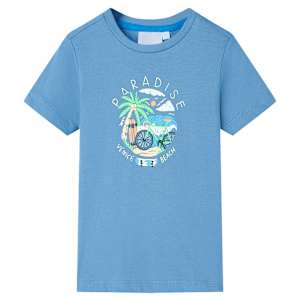 Otroška majica s kratkimi rokavi srednje modra 140