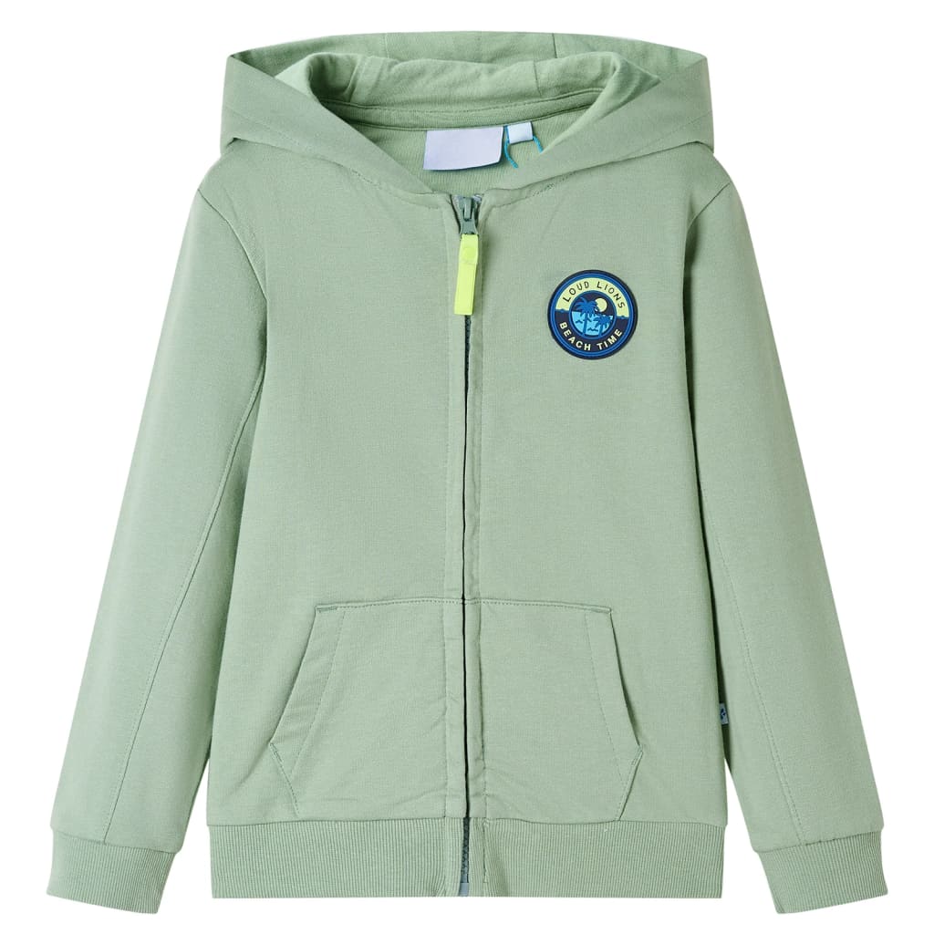 vidaXL DÄ›tskĂˇ mikina s kapucĂ­ na zip svÄ›tle khaki 92