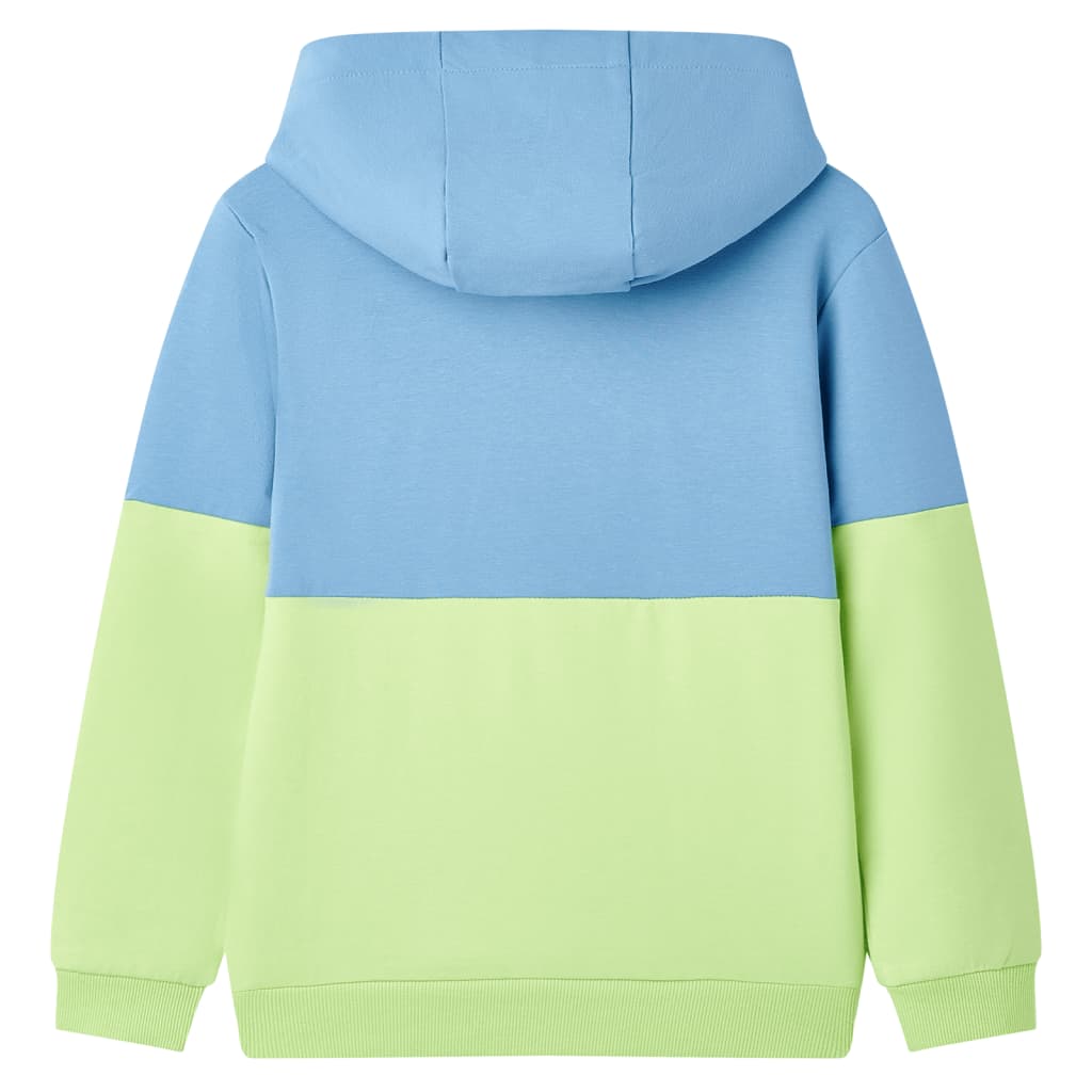 vidaXL Kindertrui met capuchon 92 blauw en zachtgeel afbeelding