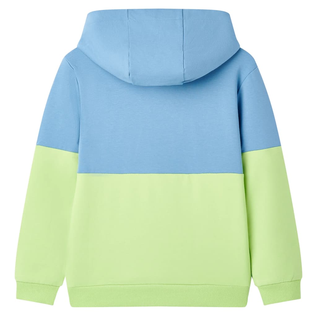 vidaXL Kindertrui met capuchon 104 blauw en zachtgeel afbeelding