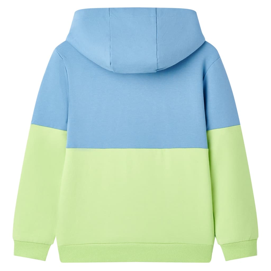 vidaXL Kindertrui met capuchon 116 blauw en zachtgeel afbeelding