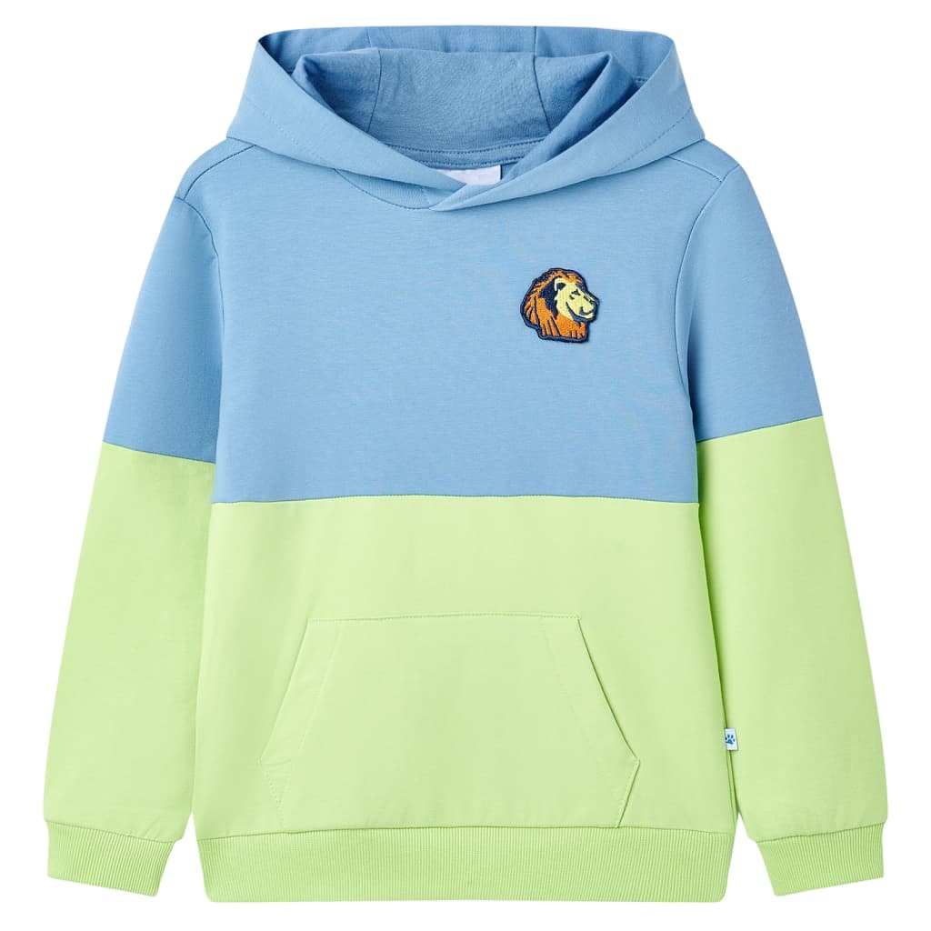 vidaXL Kinder-Kapuzenpullover Blau und Zartgelb 128