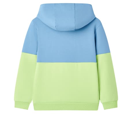 Hanorac pentru copii cu glugă, albastru și galben pal, 128