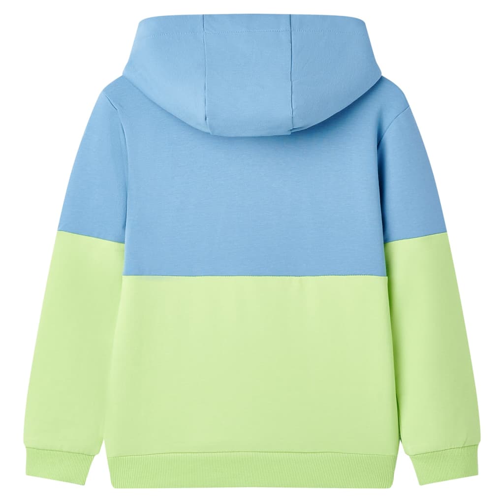 vidaXL Kindertrui met capuchon 140 blauw en zachtgeel afbeelding