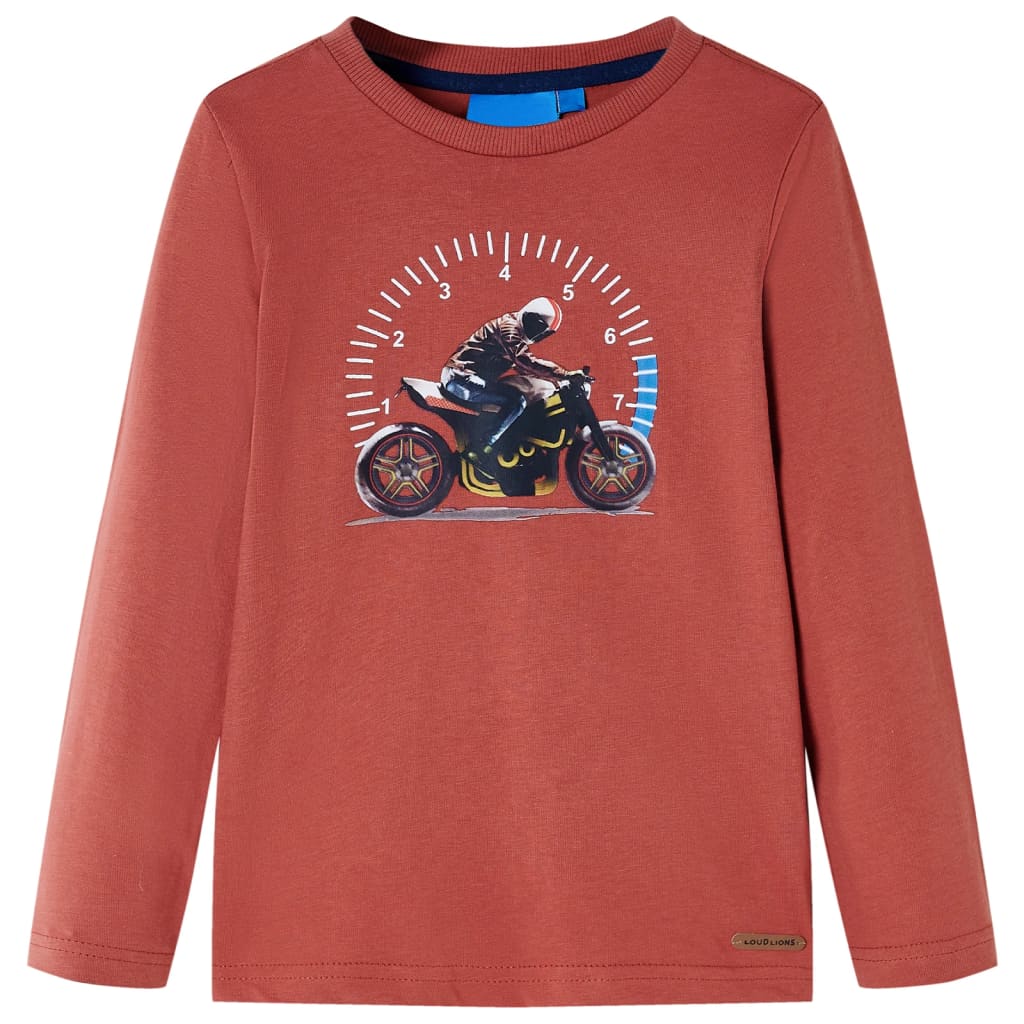 Tricou cu mâneci lungi pentru copii, imprimeu motocicletă, henna, 92