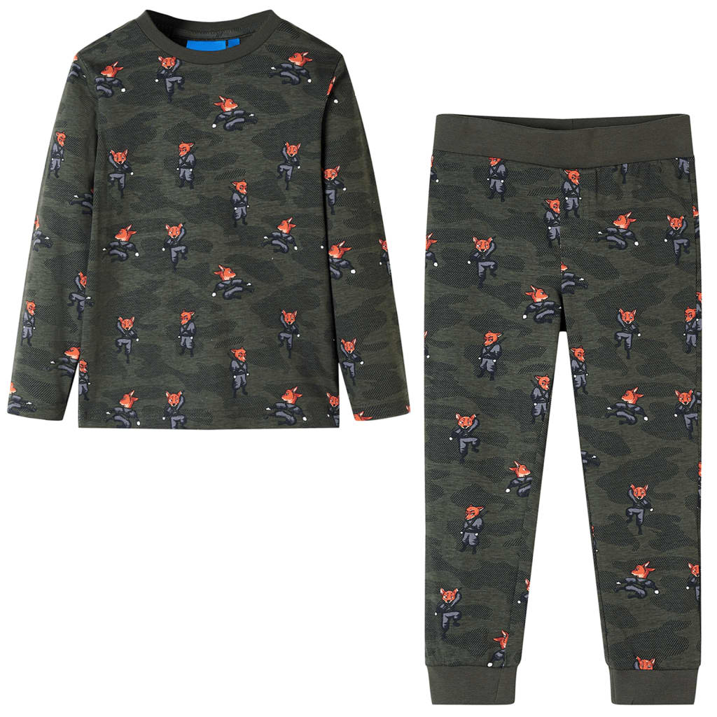 vidaXL Kinderpyjama mit Langen Ärmeln Khaki 92