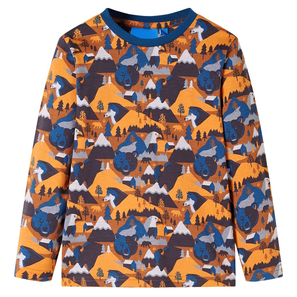 vidaXL Kinderpyjama met lange mouwen 92 cognackleurig afbeelding