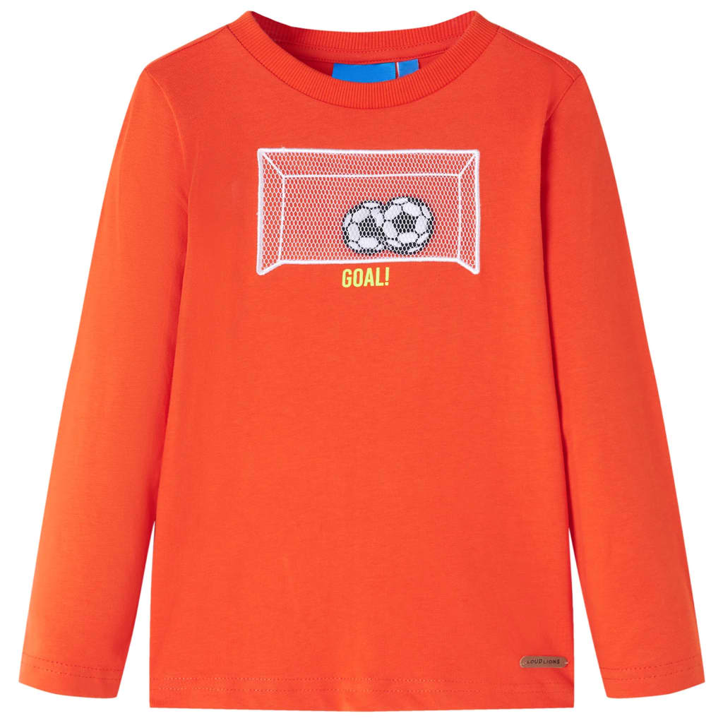 T-shirt enfants à manches longues design but de football orange vif 92