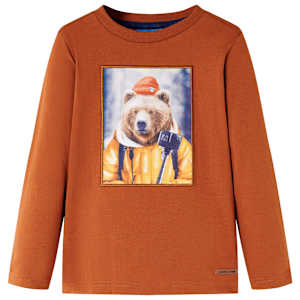 Otroška majica z dolgimi rokavi žgano oranžna 116