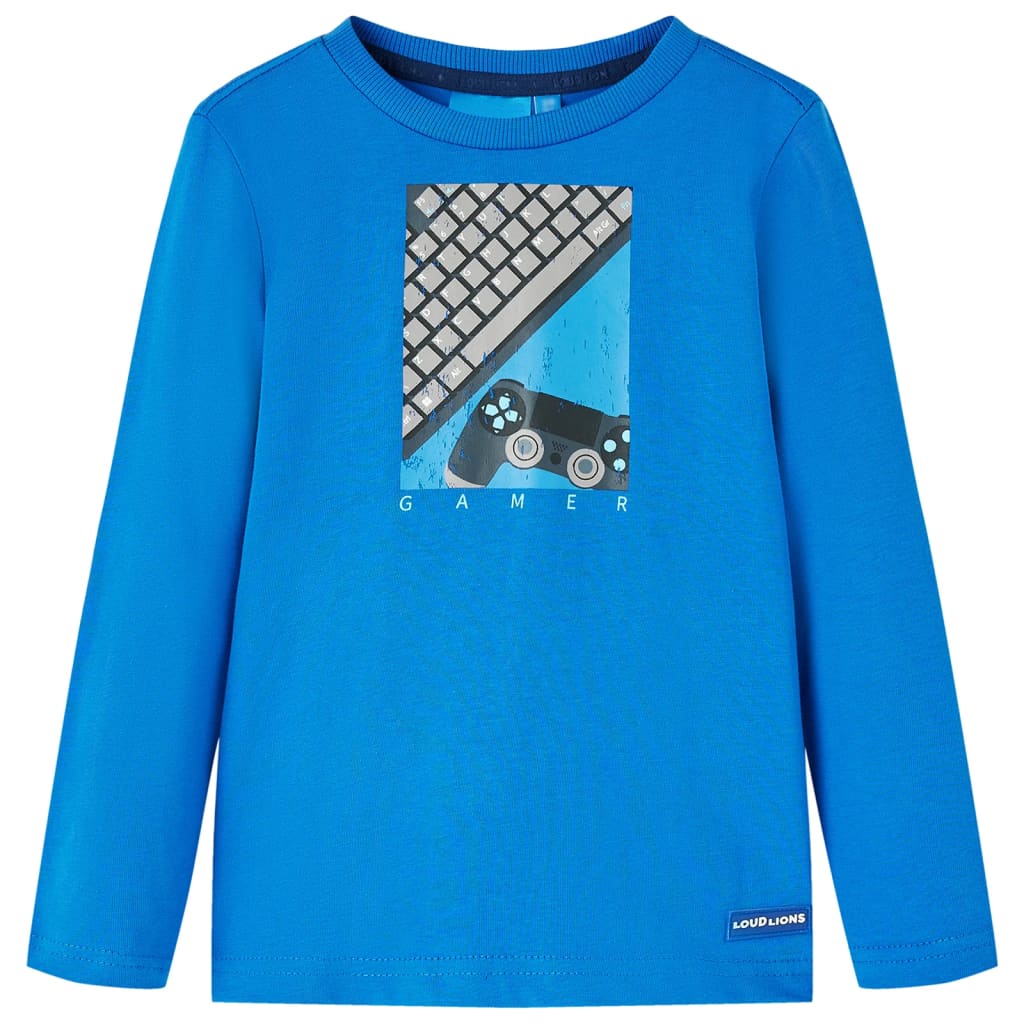 Bilde av Vidaxl T-skjorte For Barn Lange Ermer Koboltblå 92