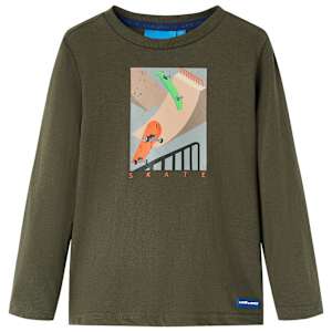 Otroška majica z dolgimi rokavi kaki 128