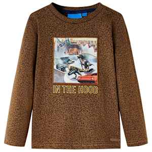 Otroška majica z dolgimi rokavi konjak melange 104
