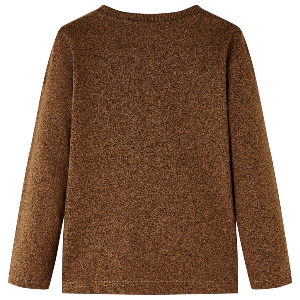 vidaXL Kindershirt met lange mouwen 104 gemêleerd cognackleur afbeelding