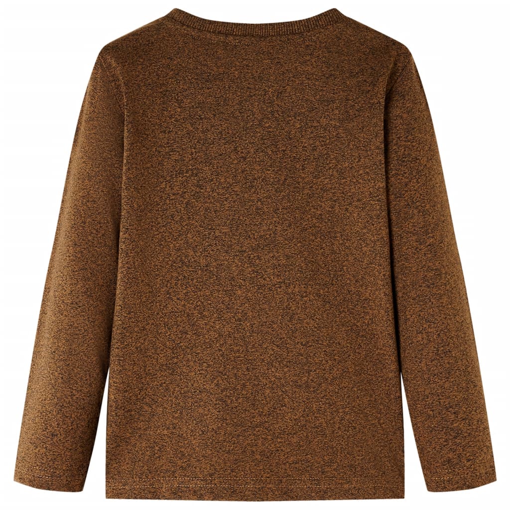 vidaXL Kindershirt met lange mouwen 128 gemêleerd cognackleur afbeelding