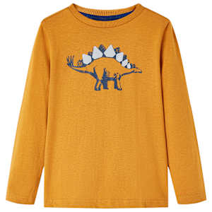 Otroška majica z dolgimi rokavi temno oker 92