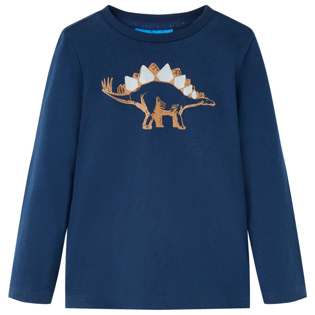 Tricou pentru copii cu mâneci lungi imprimeu dinozaur bleumarin 92