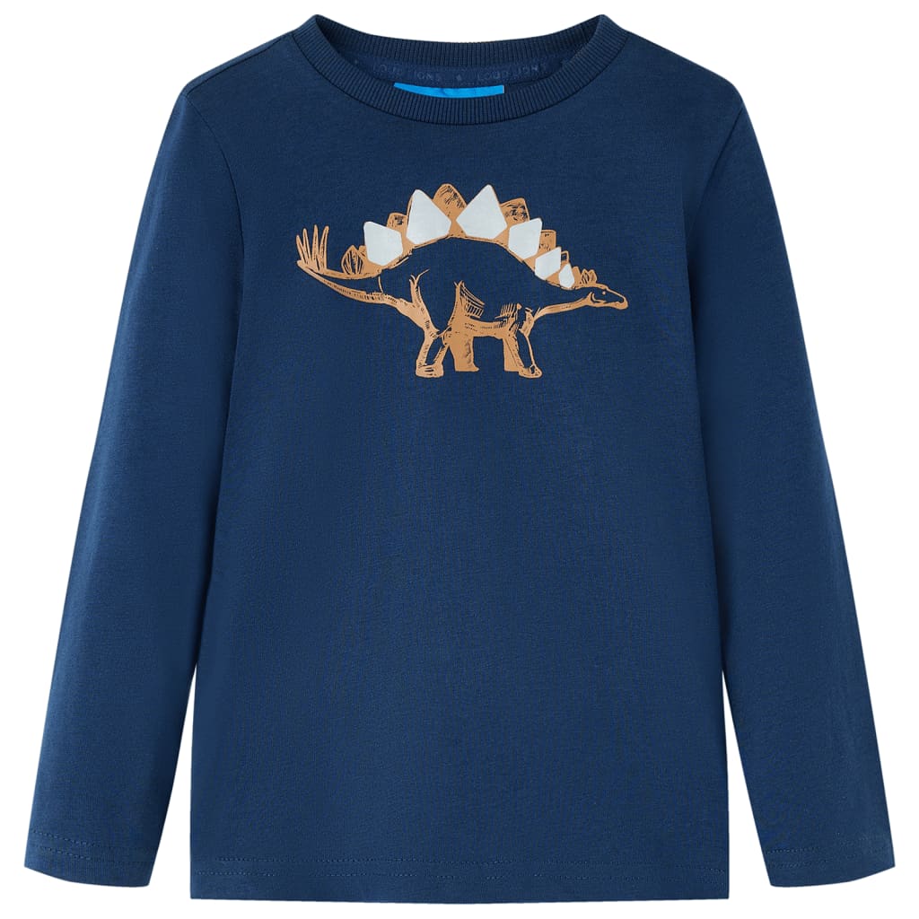 Tricou pentru copii cu mâneci lungi imprimeu dinozaur bleumarin 128