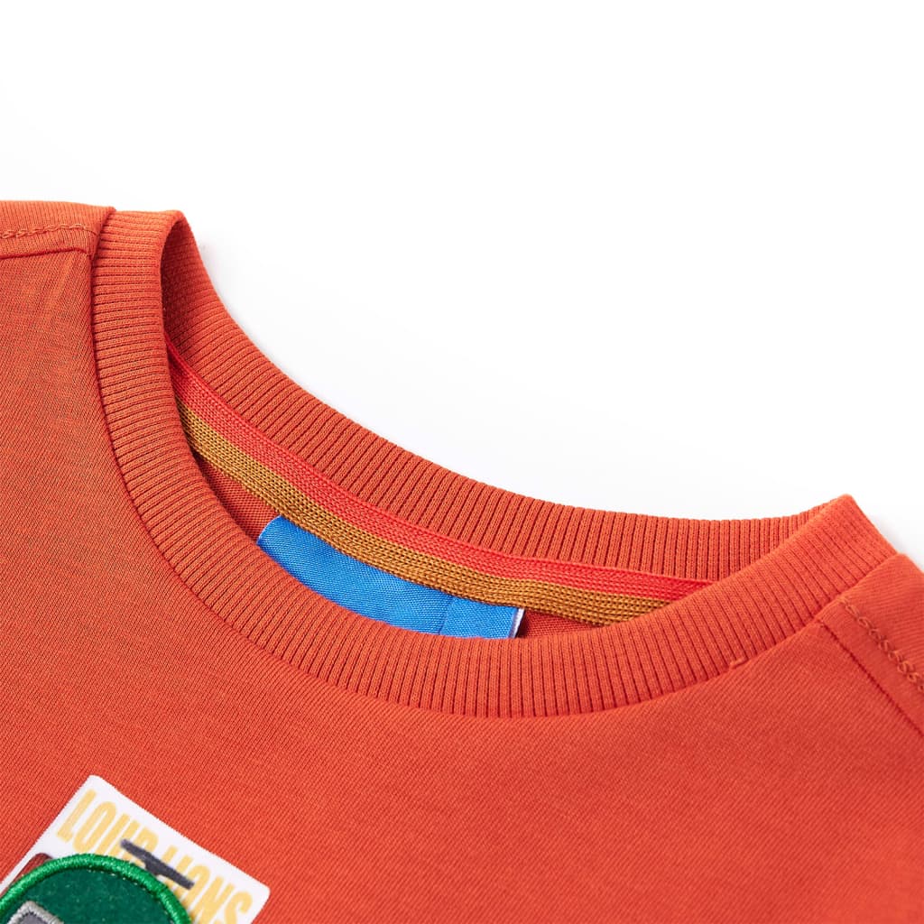 Koszulka dziecięca z długimi rękawami, z autem, pomarańczowa, 116