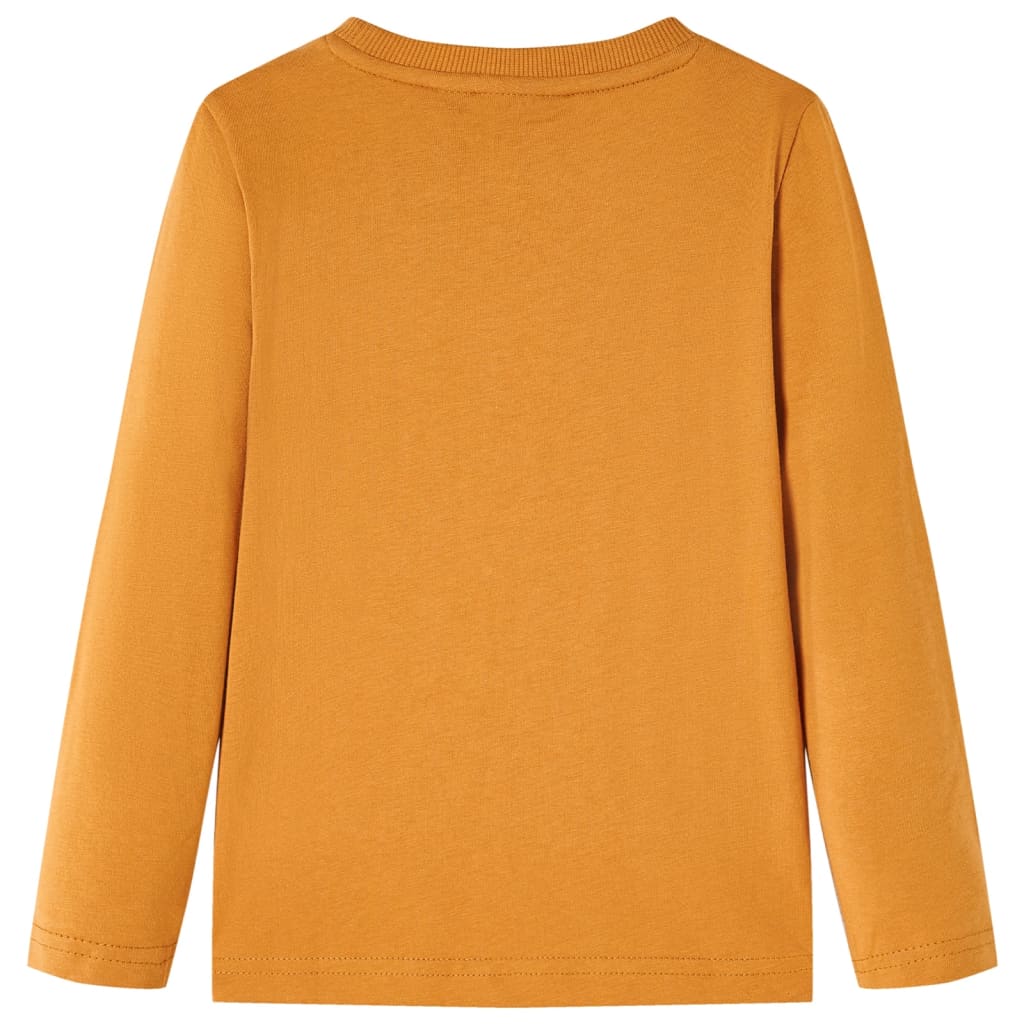 vidaXL Kindershirt met lange mouwen 116 donkerokerkleurig afbeelding