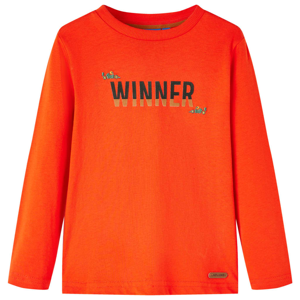 Tricou de copii cu mâneci lungi imprimeu Winner portocaliu aprins 92