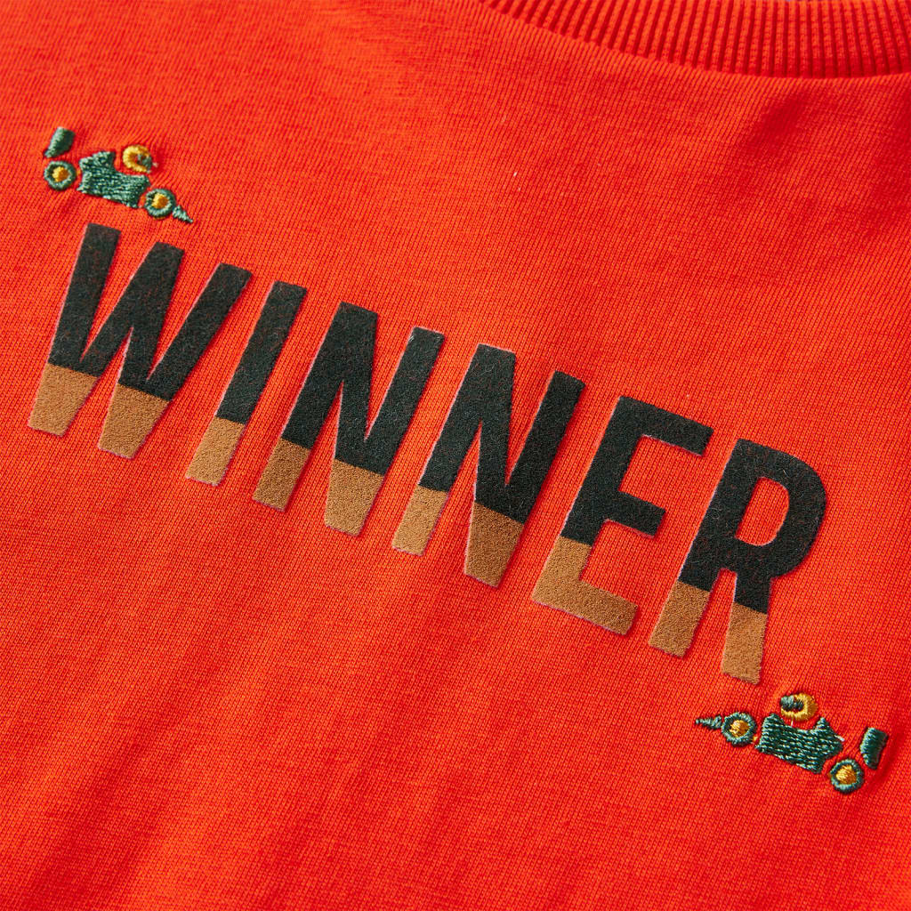 Koszulka dziecięca z długimi rękawami, napis Winner, pomarańcz, 92
