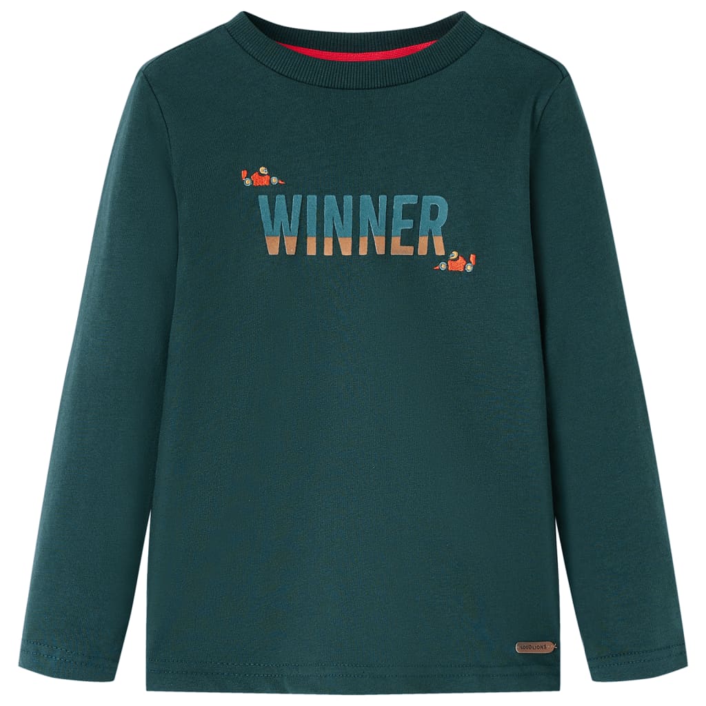 Tricou de copii cu mâneci lungi verde închis 92