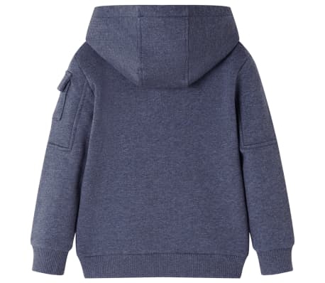 Sweat-shirt &agrave; capuche fermeture &eacute;clair enfants bleu fonc&eacute; m&eacute;lang&eacute; 104
