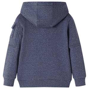 Sweat-shirt &agrave; capuche fermeture &eacute;clair enfants bleu fonc&eacute; m&eacute;lang&eacute; 104