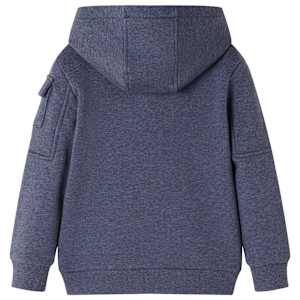 Sweat-shirt &agrave; capuche fermeture &eacute;clair enfants bleu fonc&eacute; m&eacute;lang&eacute; 116