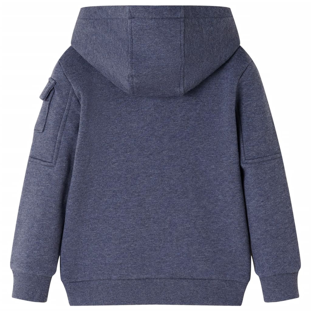 vidaXL Kindervest met capuchon en rits 140 gemêleerd donkerblauw afbeelding