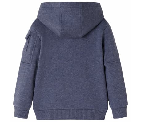 Sweatshirt para crian&ccedil;a com capuz e fecho azul-escuro mesclado 140