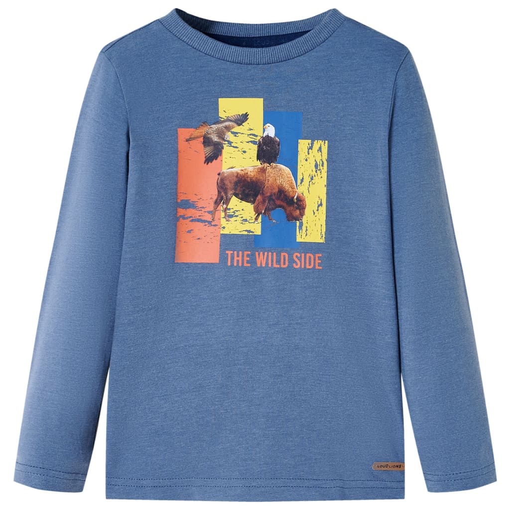 Tricou copii mâneci albastru melanj 104