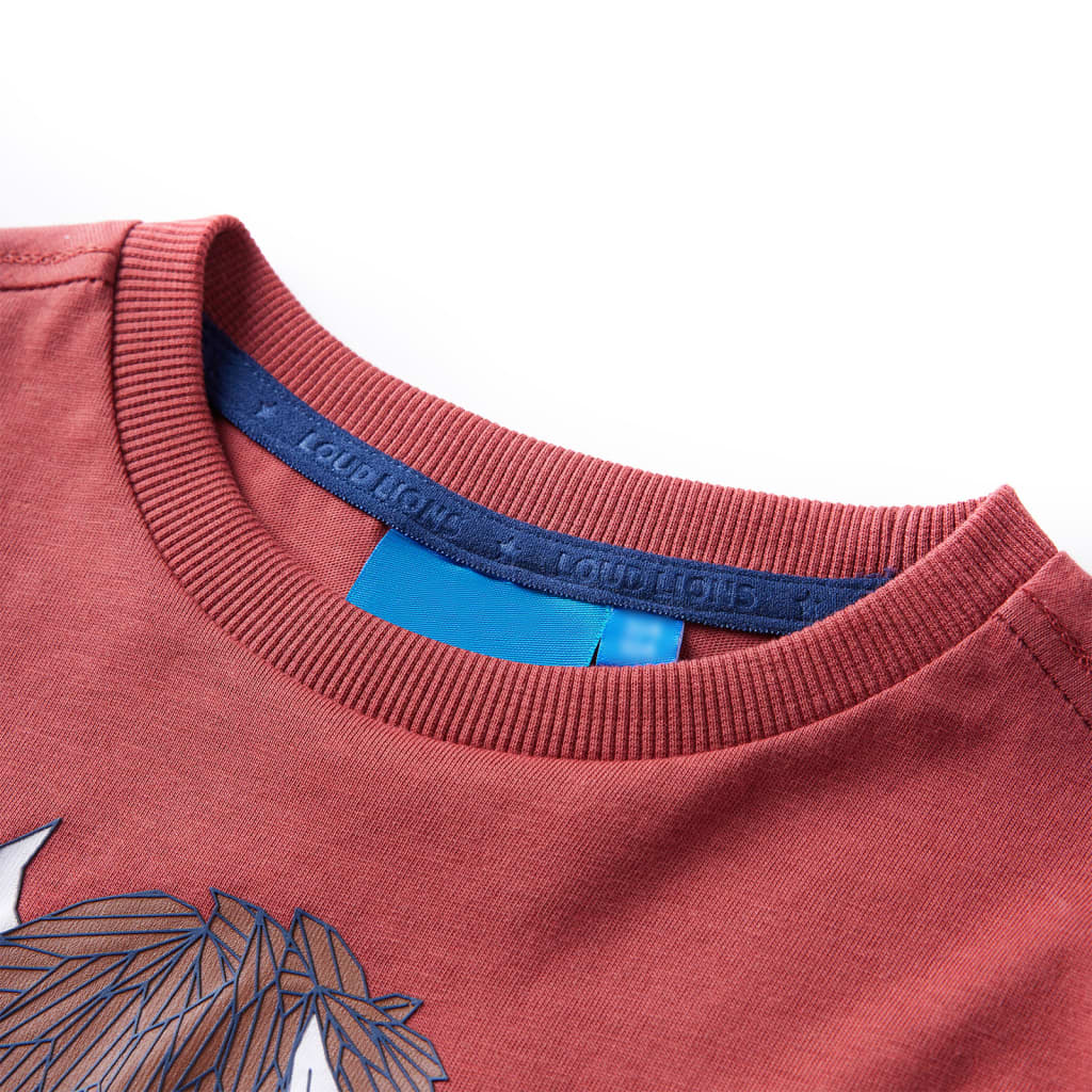 Koszulka dziecięca z długimi rękawami, bizon, palona czerwień, 104