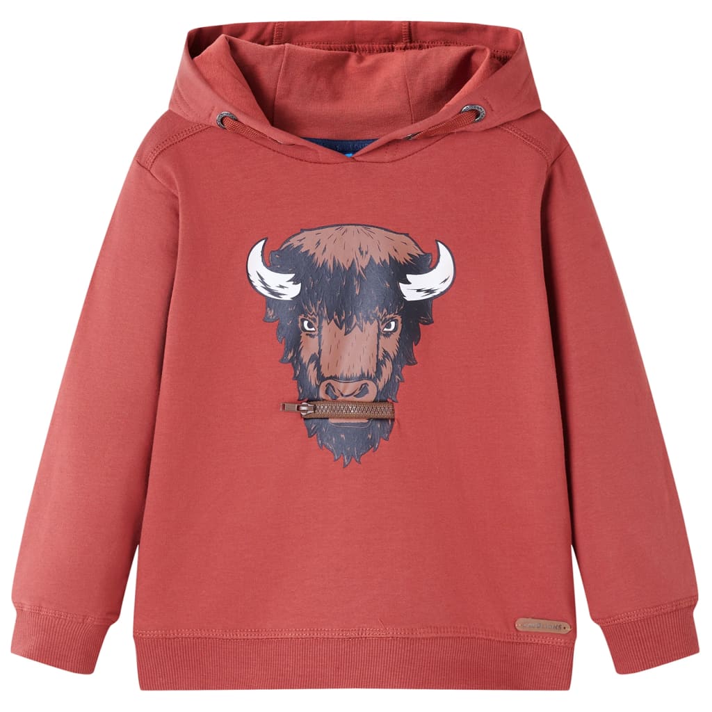 Sweatshirt à capuche pour enfants imprimé bœuf rouge brûlé 92