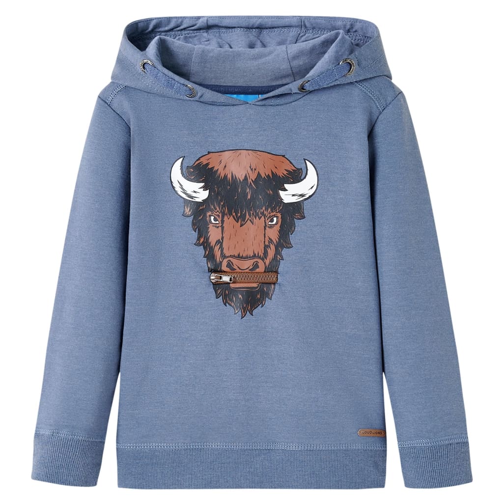 vidaXL Kinder-Kapuzenpullover Blau Melange 140