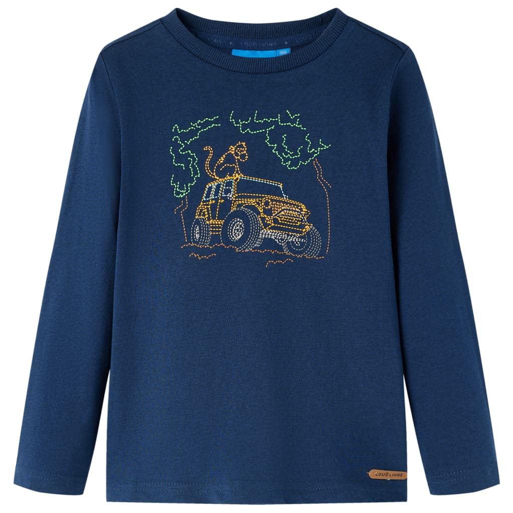 Tricou pentru copii cu mâneci lungi imprimeu Jeep, bleumarin, 92