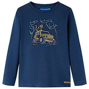 Otroška majica z dolgimi rokavi mornarsko modra 116