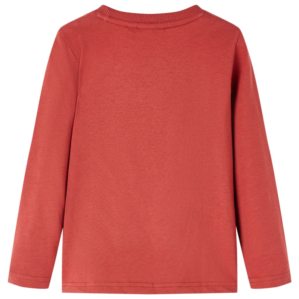 vidaXL Kindershirt met lange mouwen 92 roodbruin afbeelding