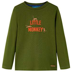 Otroška majica z dolgimi rokavi Temno kaki 116