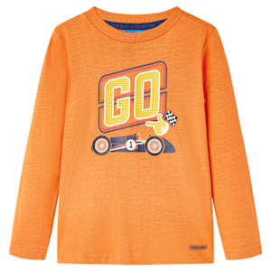 Otroška majica z dolgimi rokavi temno oranžna 116