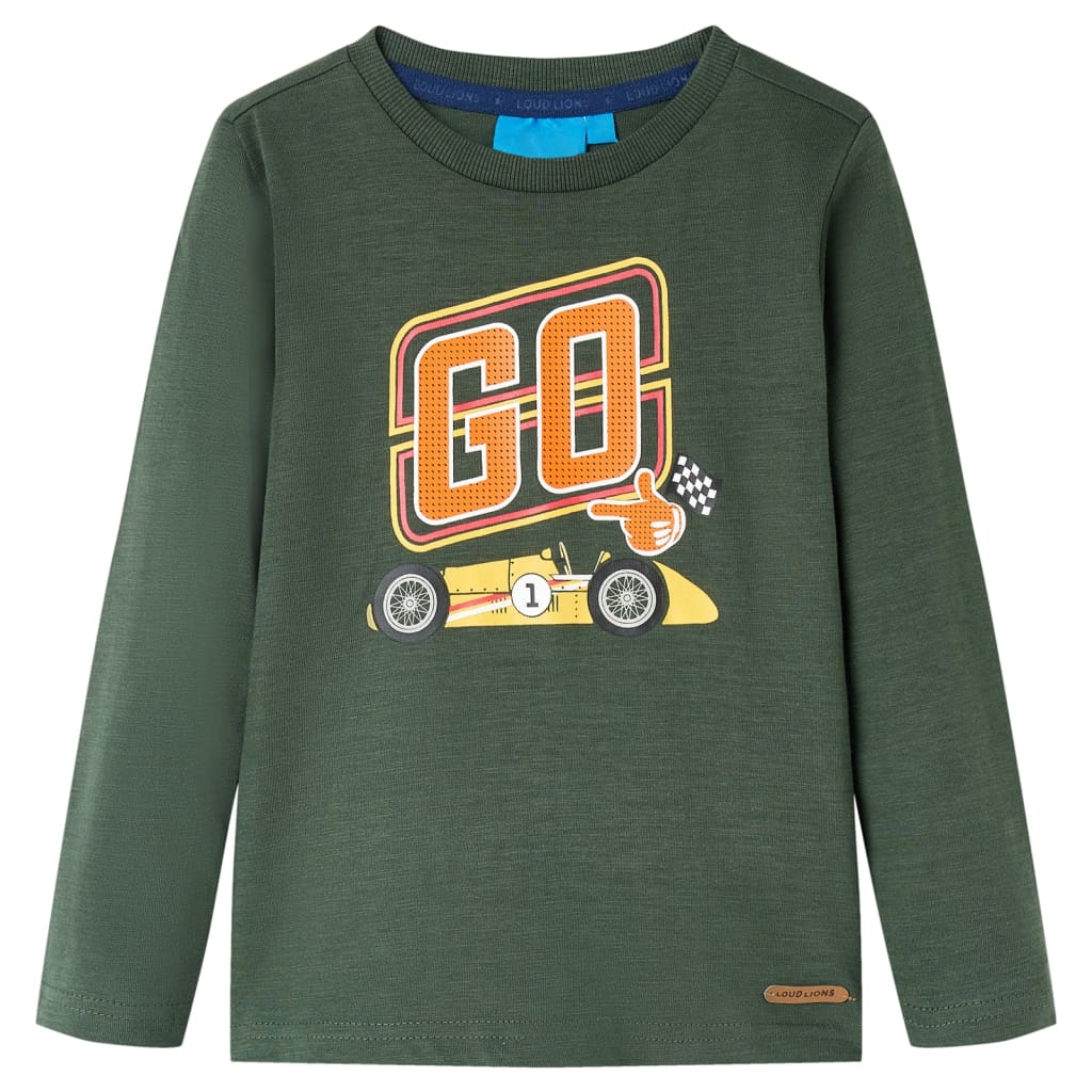 Tricou copii mâneci lungi, verde închis, 92