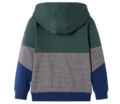 Hanorac pentru copii cu glugă și fermoar, verde &icirc;nchis, 104