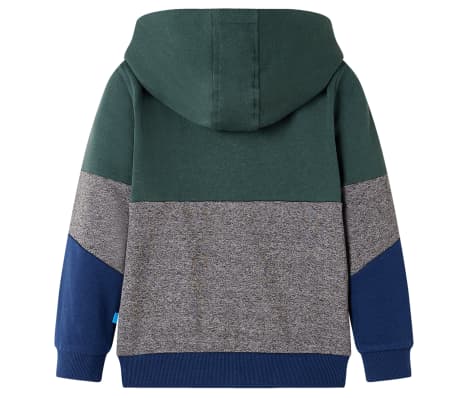 Dětsk&aacute; mikina s kapuc&iacute; na zip tmavě zelen&aacute; 128