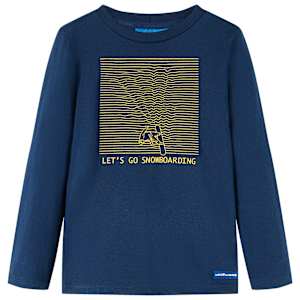 Otroška majica z dolgimi rokavi mornarsko modra 128