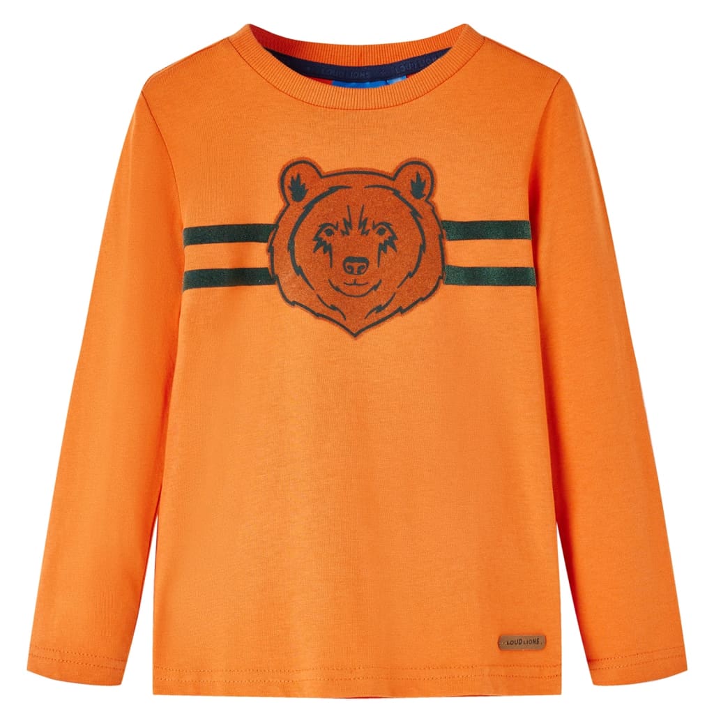 T-shirt enfants manches longues imprimé ours orange foncé 92