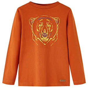 Otroška majica z dolgimi rokavi svetlo rjasta 104