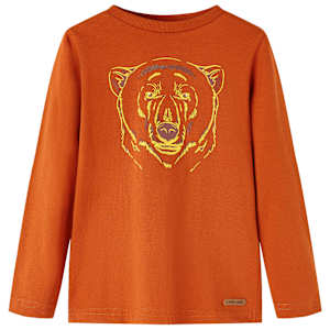 Otroška majica z dolgimi rokavi svetlo rjasta 128